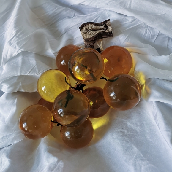 Vintage Amber Lucite Grapes Cluster